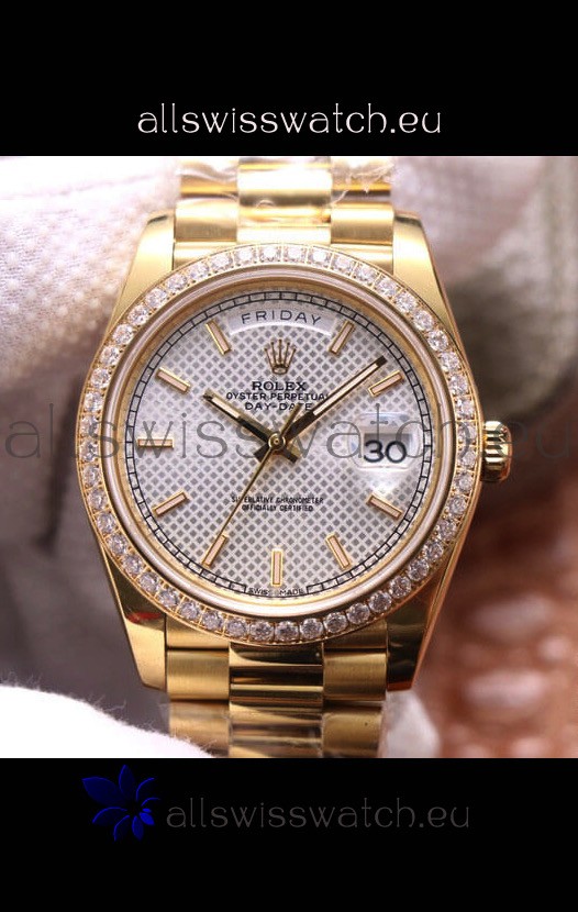 Rolex Day Date Presidential 904L Steel Yellow Gold 40MM - White Steel Dial 1:1 Mirror Quality Watch