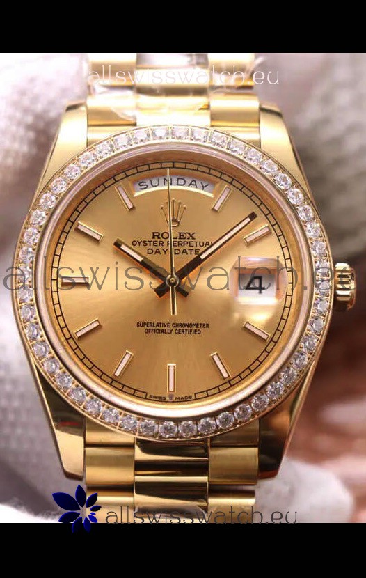 Rolex Day Date Presidential 904L Steel Yellow Gold 40MM - Gold Dial 1:1 Mirror Quality Watch