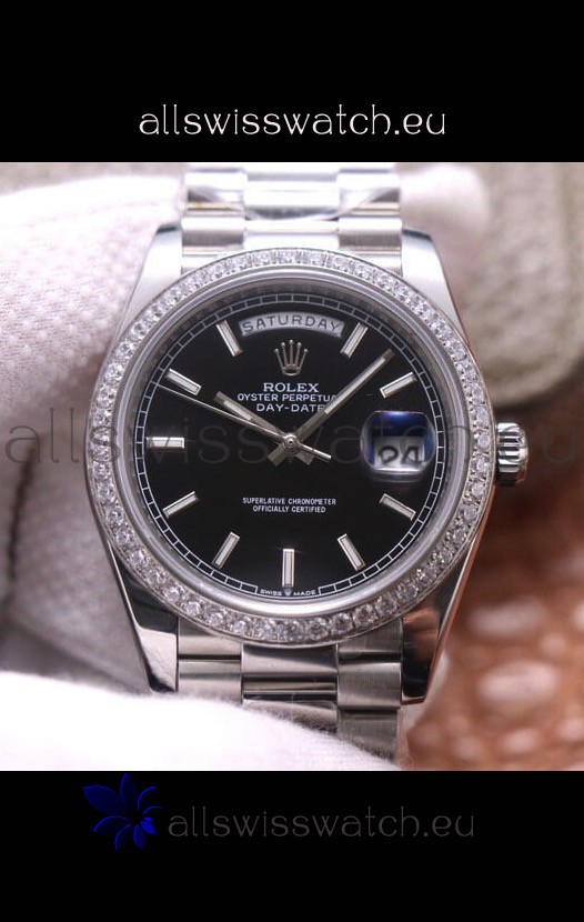 Rolex Day Date Presidential 904L Steel 40MM - Black Dial 1:1 Mirror Quality Watch