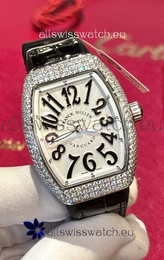 Franck Muller V32 Swiss Quartz Mossanite 1:1 Replica Watch 36MM Black Numerals