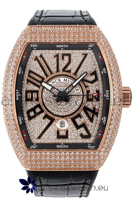 Franck Muller Vanguard V45 Edition in Rose Gold Plating - Black Numerals 