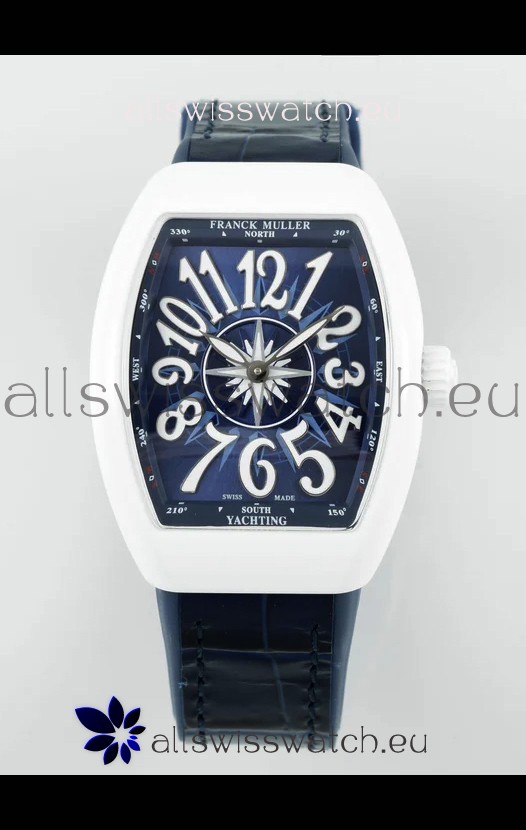 Franck Muller Vanguard Yachting V32 Ceramic Casing Blue Dial/Strap Swiss Replica Watch 