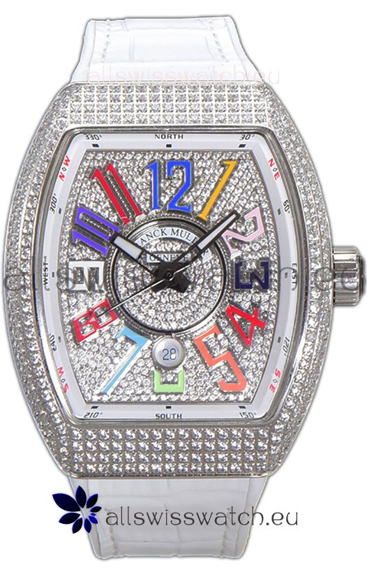 Franck Muller Vanguard V45 Diamonds Dial/Casing - Color Dreams Markers Swiss Watch 