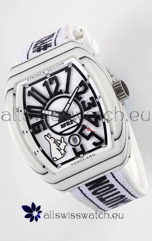 Franck Muller "Fr2nck" Vanguard Rabbit Edition Swiss Replica Watch in White Carbon Casing 