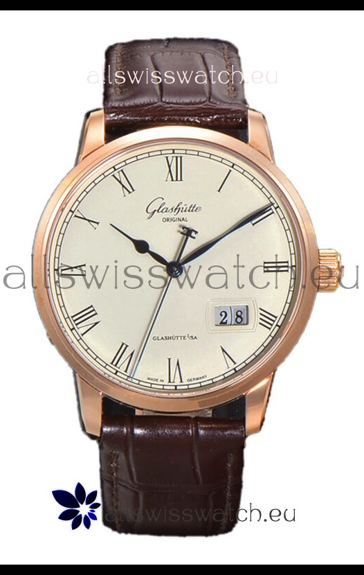 Glashütte Senator Excellence Panorama Date Rose Gold 1:1 Mirror Replica Watch 