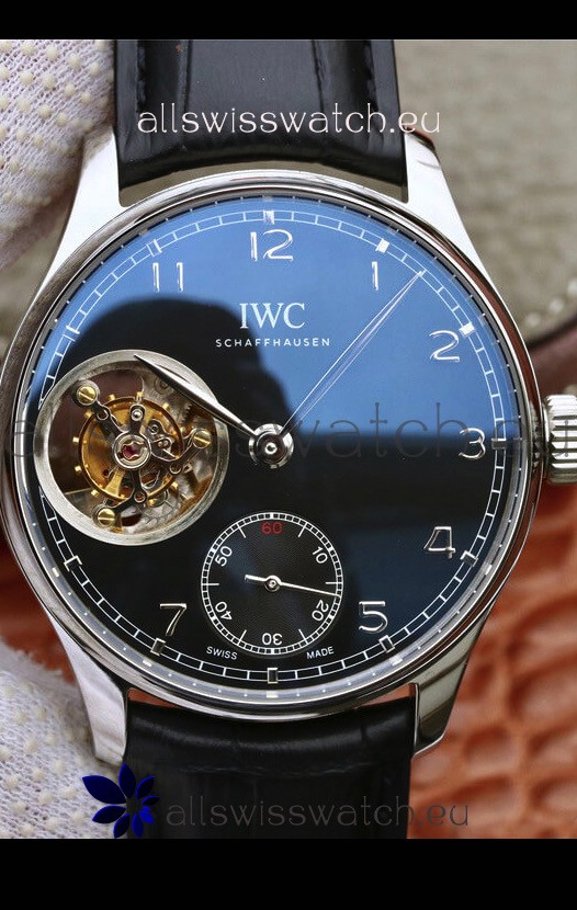 IWC Portuguese Genuine Swiss Tourbillon Movement Watch in Black Dial