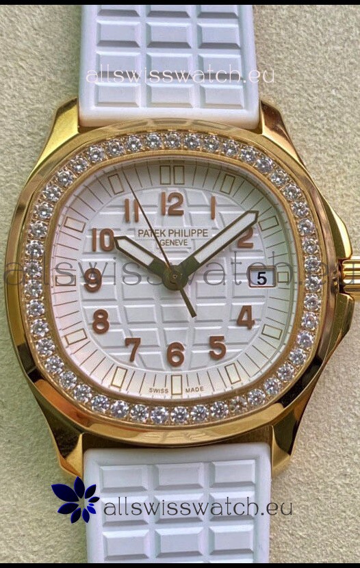 Patek Philippe Aquanaut LUCE 5072R-001 Quartz Swiss Replica Watch in Yellow Gold White Dial - 35MM