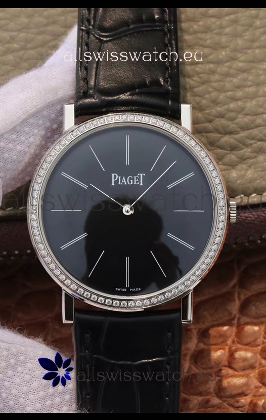 Piaget Altiplano G0A29113 1:1 Mirror Swiss Replica Watch in Black Dial Diamonds Bezel 