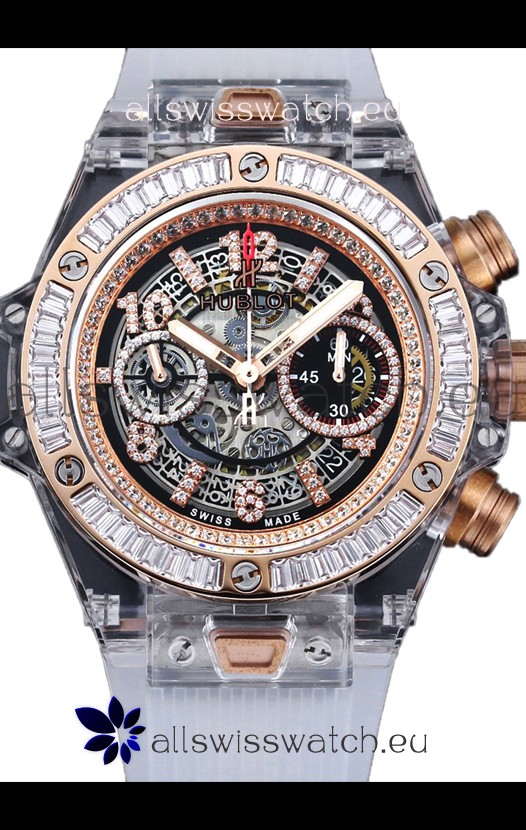 Hublot Big Bang Unico Sapphires Casing 1:1 Mirror Edition Swiss Replica Watch White Strap