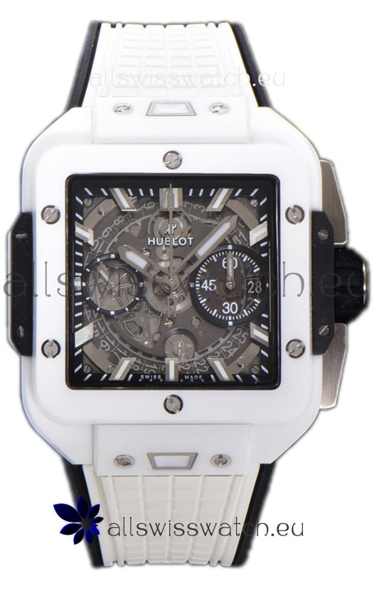 Hublot Square Bang Unico White Ceramic Casing Chronograph Watch 1:1 Mirror Replica