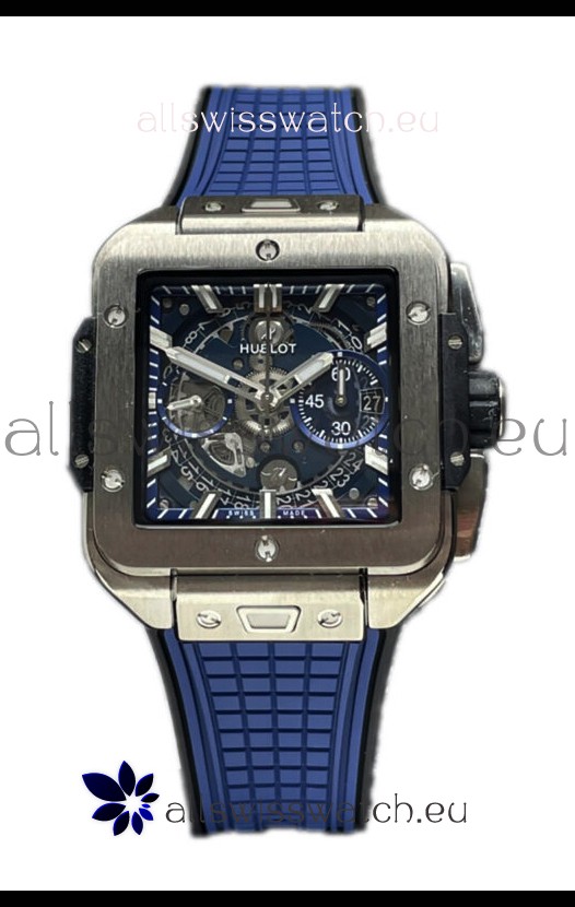 Hublot Square Bang Unico Titanium Blue Chronograph Watch 1:1 Mirror Replica
