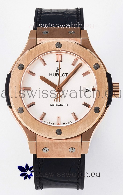 Hublot Super Clone Classic Fusion Rose Gold 38MM 1:1 Mirror Replica Watch White Dial