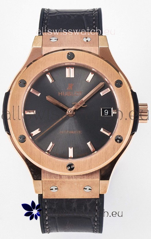 Hublot Super Clone Classic Fusion Rose Gold 38MM 1:1 Mirror Replica Watch Grey Dial