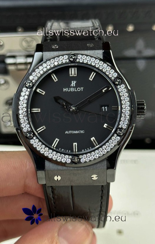 Hublot Classic Fusion Ceramic Swarovski Crystals Bezel 42MM Swiss Replica Watch