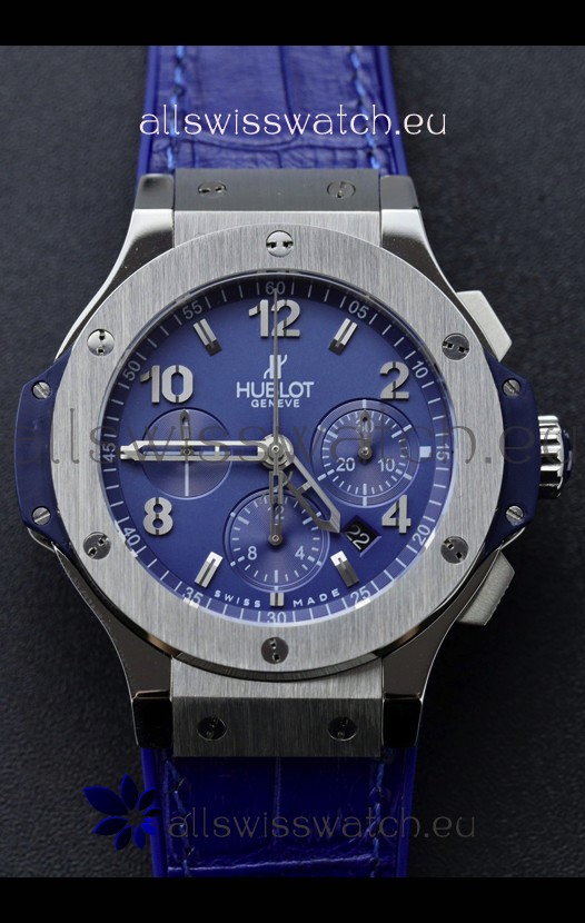 Hublot Super Clone Big Bang Edition Watch in Titanium Casing Blue Dial 1:1 Mirror Replica