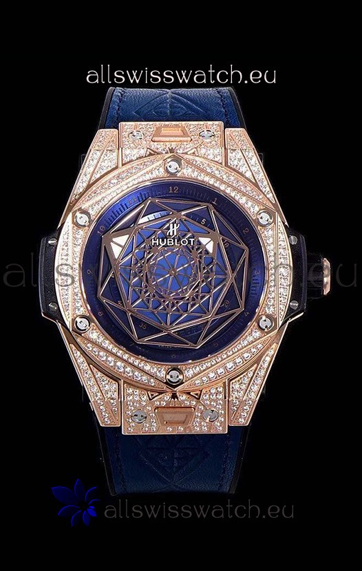 Hublot Big Bang One Click Sang Bleu 1:1 Mirror Replica in Rose Gold Casing 45MM - Blue Dial