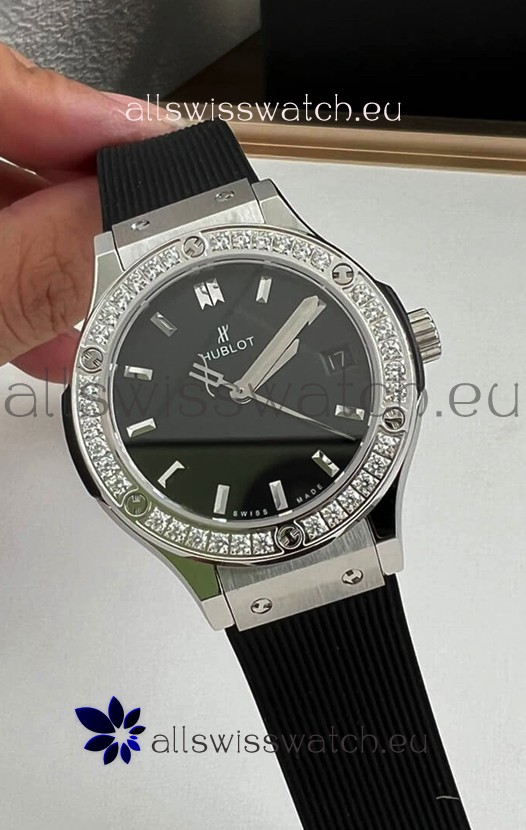 Hublot Classic Fusion Stainless Steel 33MM Black Dial Swiss Quartz Movement Watch 1:1 Mirror Quality