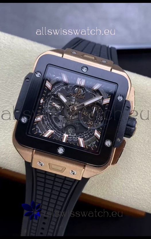 Hublot Square Bang Unico Rose Gold Titanium Chronograph Watch 1:1 Mirror Replica