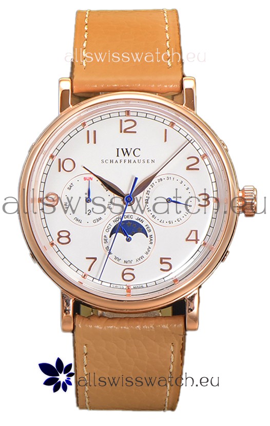 IWC Portofino Perpetual Calendar IW3446 Rose Gold White Dial Swiss Replica Watch 