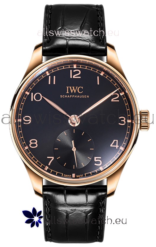IWC Portugieser Automatic 40 IW358401 Black Dial in Rose Gold Casing Mirror Replica Watch 