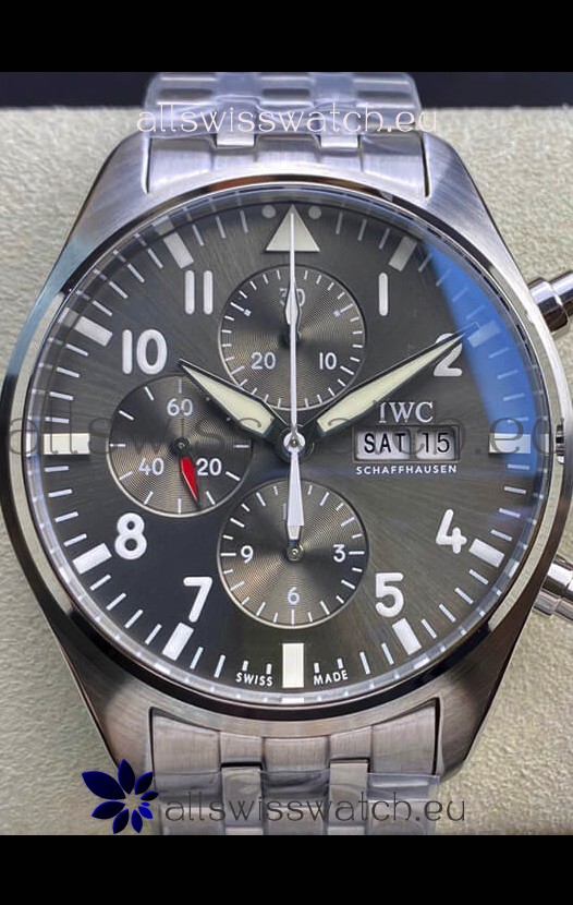IWC Pilot Chronograph Edition Grey Dial in 904L Steel Casing 1:1 Mirror Replica Watch