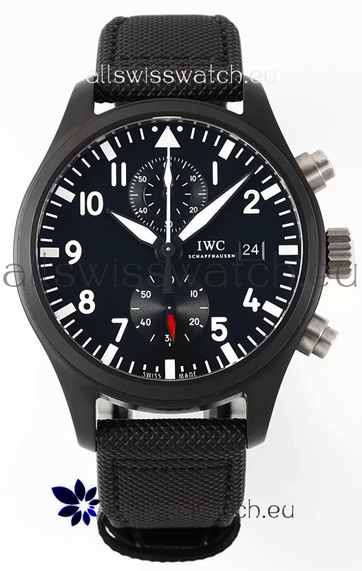 IWC Pilot's Chronograph Top Gun Ceramic IW389001 1:1 Mirror Replica in Black Dial