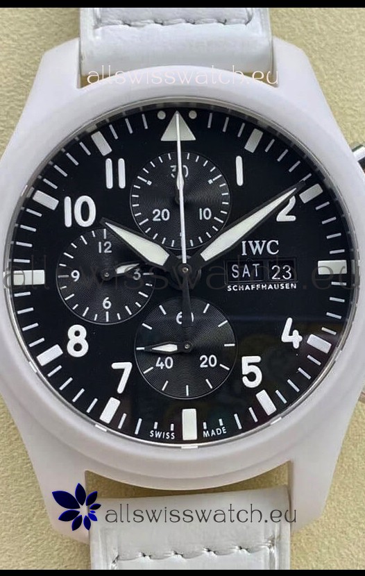 IWC Pilot's Chronograph Top Gun Ceramic IW389105 1:1 Mirror Replica in Black Dial