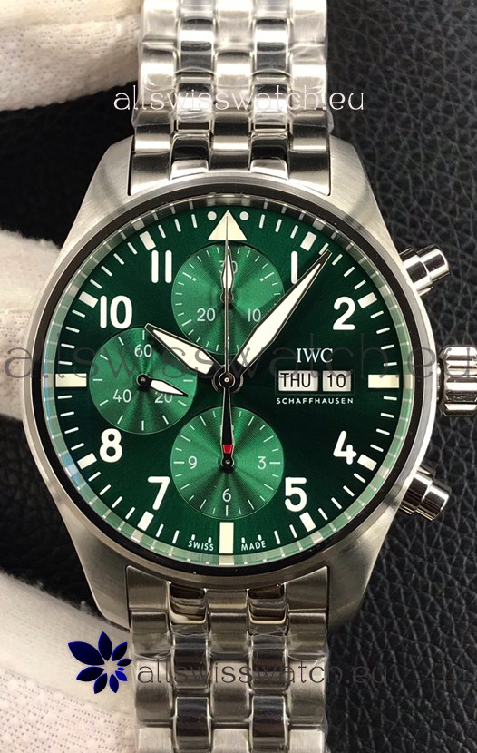 IWC Pilot Chronograph Edition Green Dial in 904L Steel Casing 1:1 Mirror Replica Watch