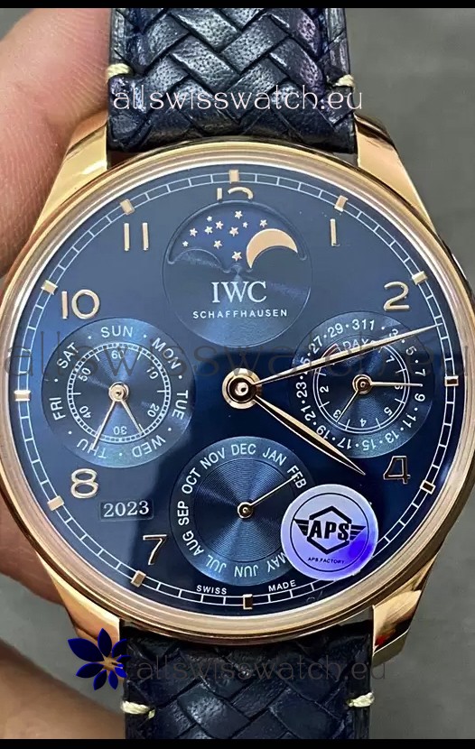 IWC Portuguese Perpetual Calendar Rose Gold Swiss Replica Watch REF. IW503312