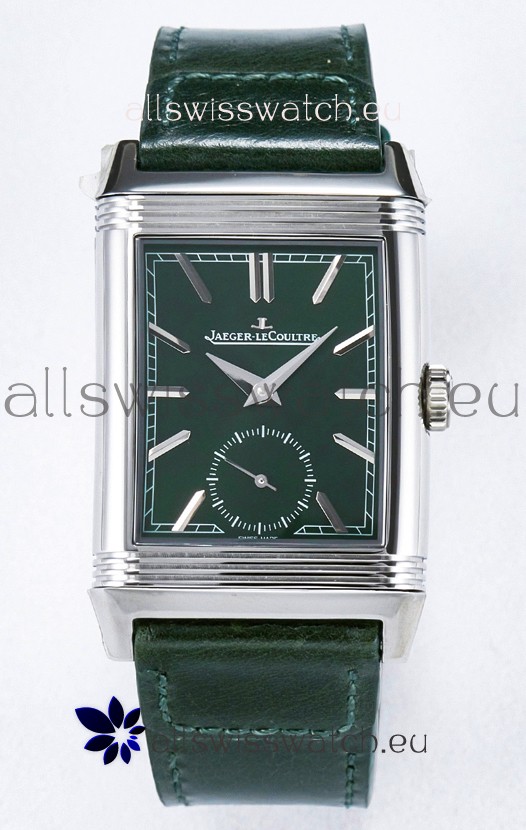 Jaeger-LeCoultre Reverso Super Clone DuoFace Green/White Steel Replica Watch 