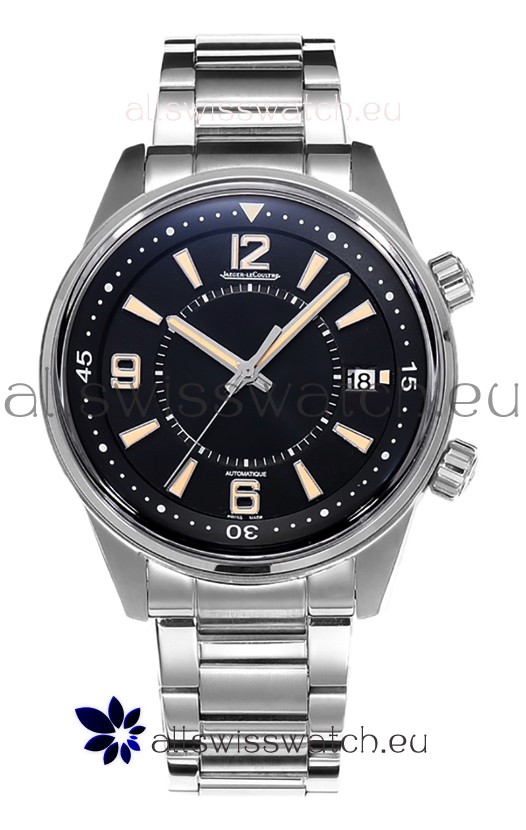 Jaeger LeCoultre Polaris Date Black Dial Steel Strap 1:1 Mirror Replica Watch 42MM