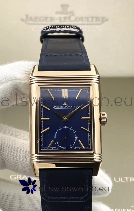 Jaeger-LeCoultre Reverso DuoFace Rose Gold Casing Watch Blue Dial in Swiss Automatic Movement