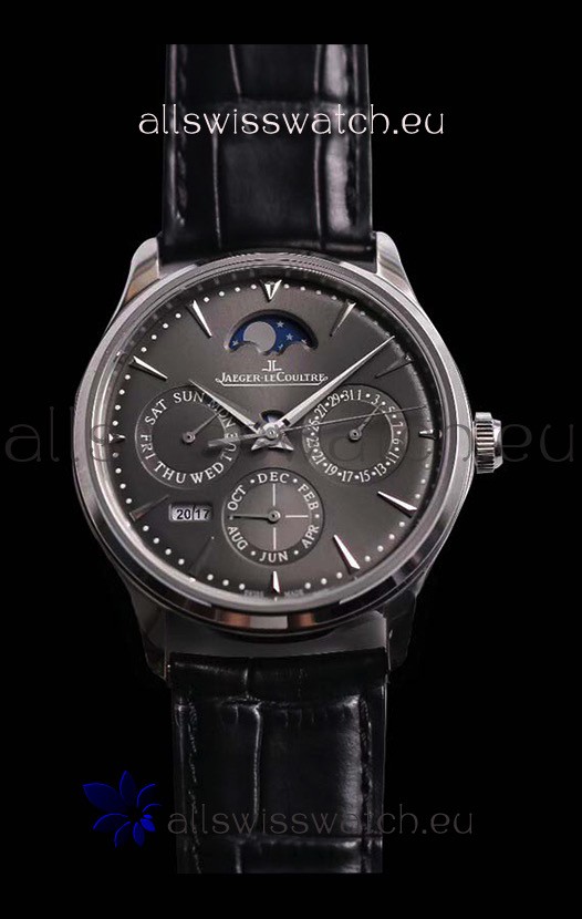 Jaeger LeCoultre Master Ultra Thin Perpetual Swiss Replica Watch in Grey Dial 
