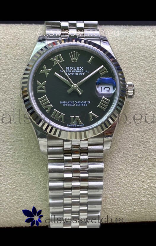 Rolex Datejust 31MM ETA-2671 Movement Swiss Replica in 904L Steel in Black Roman Dial