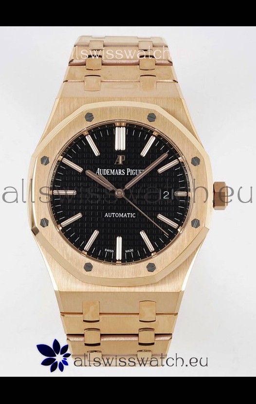 Audemars Piguet Royal Oak 15400 41MM Black Dial 904L Rose Gold CALIBRE 3120 Movement 1:1 Mirror Replica