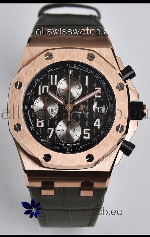 Audemars Piguet Royal Oak Offshore Black Dial Chronograph 1:1 Mirror Replica Watch - 904L Steel 