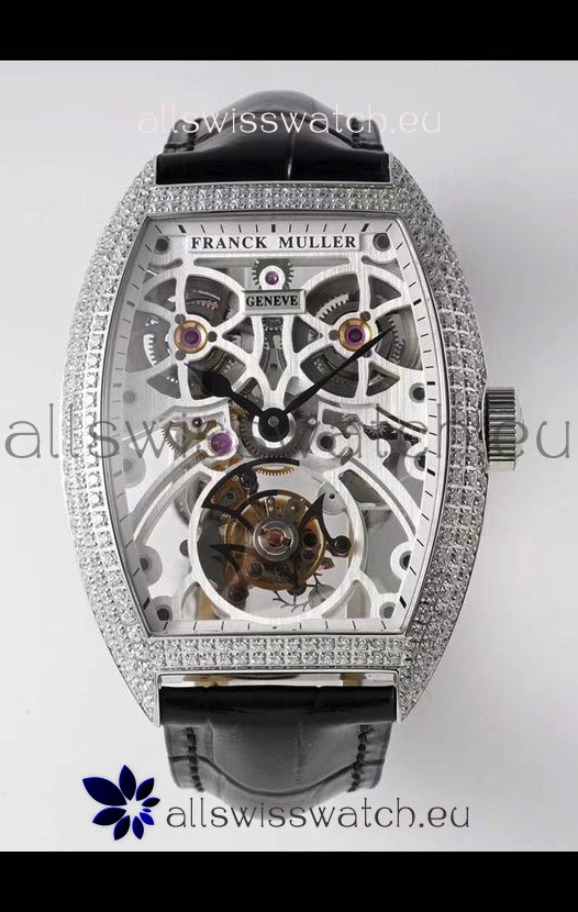 Franck Muller Fast Tourbillon Edition 1:1 Mirror Swiss Replica Watch in Diamonds Casing 