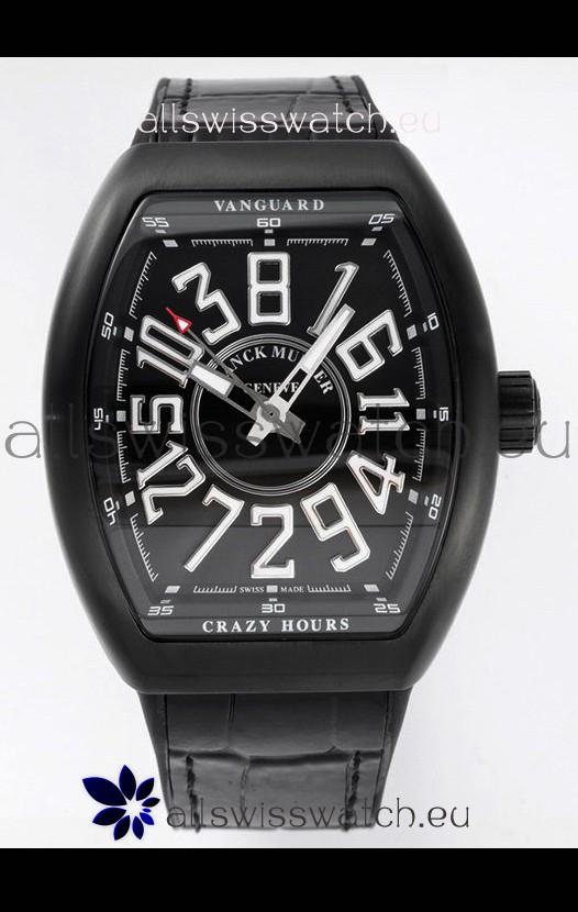 Franck Muller Vanguard Crazy Hours in DLC Coated Casing Swiss Replica Watch 