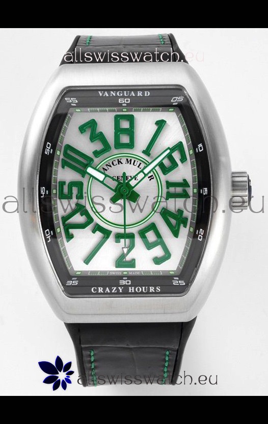 Franck Muller Vanguard Crazy Hours in Stainless Steel - White Dial Swiss Replica Watch 