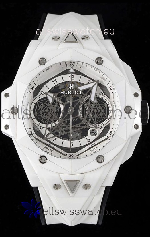 Hublot Big Bang UNICO Sang Bleu II White Ceramic 1:1 Mirror Quality Swiss Replica Watch 
