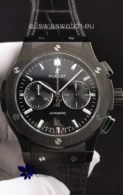 Hublot Classic Fusion Chronograph Ceramic Casing/Bezel Black Dial 1:1 Mirror Replica Watch 