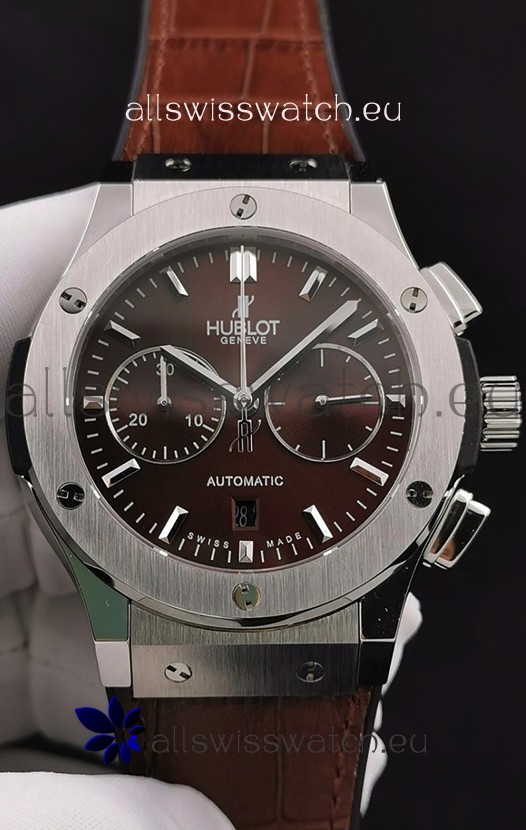 Hublot Classic Fusion Chronograph Stainless Steel Casing Brown Dial 1:1 Mirror Replica Watch 