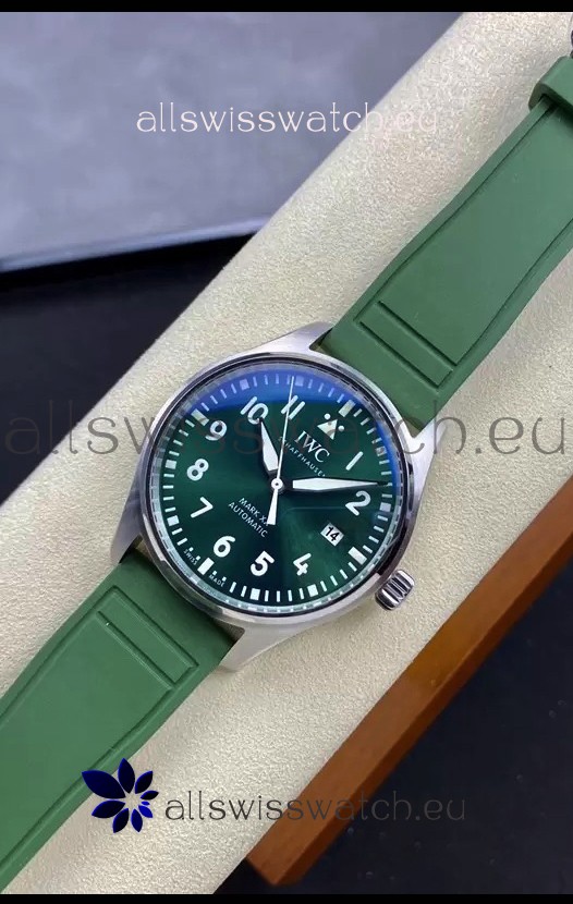 IWC Pilot MARK Series IW328205 1:1 Mirror Swiss Replica Watch in Green Dial and Strap