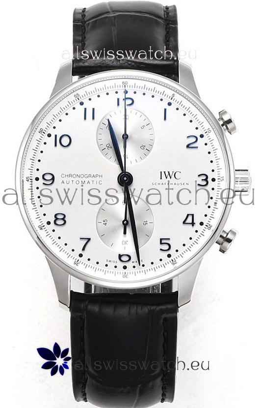 IWC Portuguese Chronograph Swiss Replica Watch in Steel Case White Dial - 1:1 Mirror Replica Edition