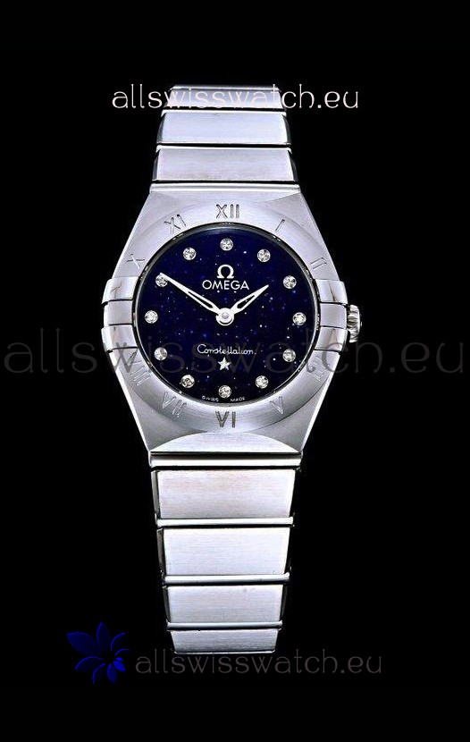 Omega Constellation Ladies Swiss Quartz 1:1 Mirror Replica - Steel Casing in Black Starry Dial 