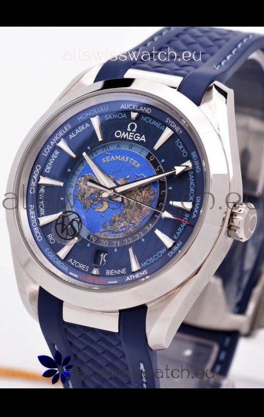 Omega Seamaster Aqua Terra 150M GMT Worldtime Rubber Strap Swiss Replica Watch