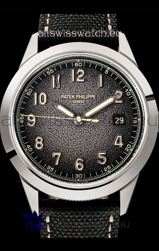 Patek Philippe Calatrava 5226G-001 904L Steel 1:1 Mirror Replica Watch Hybrid Leather/Canvas Strap