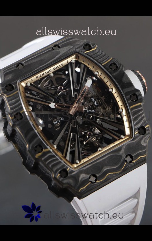 Richard Mille RM12-01 Carbon Fiber Case Genuine Tourbillon Movement 1:1 Mirror Replica Watch