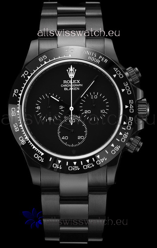Rolex Daytona Blaken 1:1 Swiss Mirror Replica Black Dial Cal.4130 Movement (WITH BOX) 