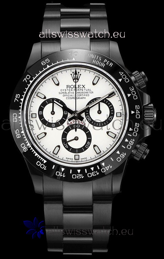 Rolex Daytona Blaken 1:1 Swiss Mirror Replica White Dial Cal.4130 Movement (WITH BOX) 